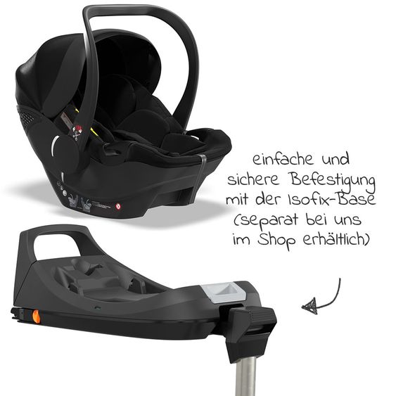Moon Babyschale Plus1 Gr.0+ ab Geburt bis 15 Monate (ab Geburt -13 kg) inkl. Sitzverkeinerer & Sonnenverdeck - Black