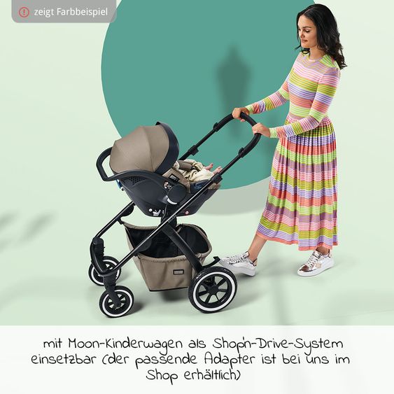 Moon Babyschale Plus1 Gr.0+ ab Geburt bis 15 Monate (ab Geburt -13 kg) inkl. Sitzverkeinerer & Sonnenverdeck - Black