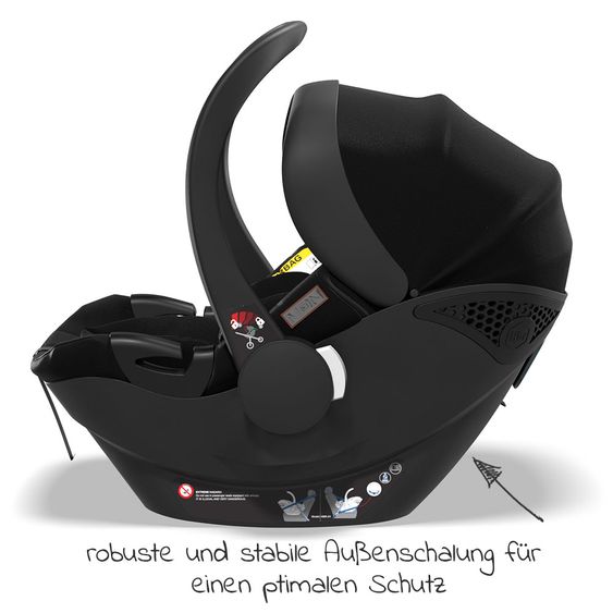 Moon Babyschale Plus1 Gr.0+ ab Geburt bis 15 Monate (ab Geburt -13 kg) inkl. Sitzverkeinerer & Sonnenverdeck - Black