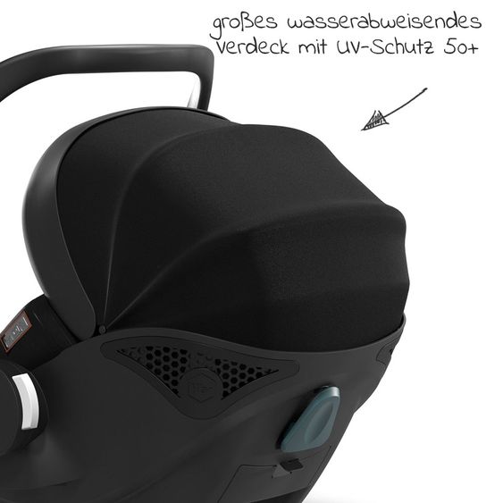 Moon Babyschale Plus1 Gr.0+ ab Geburt bis 15 Monate (ab Geburt -13 kg) inkl. Sitzverkeinerer & Sonnenverdeck - Black