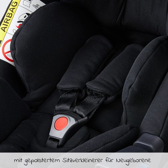 Moon Babyschale Plus1 Gr.0+ ab Geburt bis 15 Monate (ab Geburt -13 kg) inkl. Sitzverkeinerer & Sonnenverdeck - Black