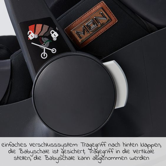 Moon Babyschale Plus1 Gr.0+ ab Geburt bis 15 Monate (ab Geburt -13 kg) inkl. Sitzverkeinerer & Sonnenverdeck - Black