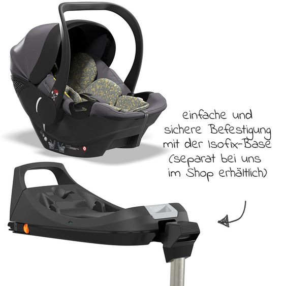 Moon Baby car seat Plus1 Gr.0+ from birth to 15 months (from birth -13 kg) incl. seat reducer & sun canopy - Ice Flower