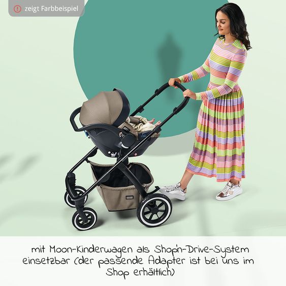 Moon Babyschale Plus1 Gr.0+ ab Geburt bis 15 Monate (ab Geburt -13 kg) inkl. Sitzverkeinerer & Sonnenverdeck - Ice Flower