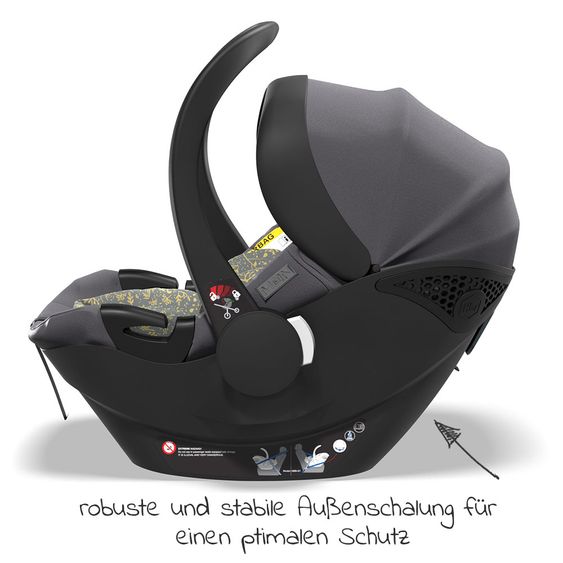 Moon Baby car seat Plus1 Gr.0+ from birth to 15 months (from birth -13 kg) incl. seat reducer & sun canopy - Ice Flower