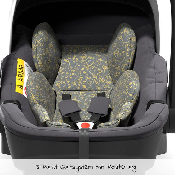 Moon Baby car seat Plus1 Gr.0+ from birth to 15 months (from birth -13 kg) incl. seat reducer & sun canopy - Ice Flower