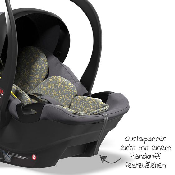 Moon Baby car seat Plus1 Gr.0+ from birth to 15 months (from birth -13 kg) incl. seat reducer & sun canopy - Ice Flower