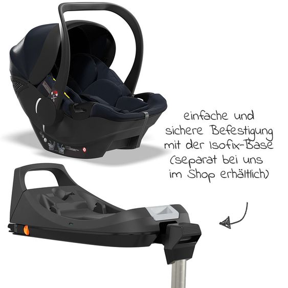 Moon Seggiolino auto Plus1 taglia 0+ dalla nascita a 15 mesi (dalla nascita a 13 kg) con riduttore e capottina - Navy
