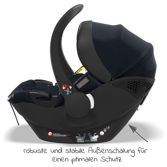 Moon Seggiolino auto Plus1 taglia 0+ dalla nascita a 15 mesi (dalla nascita a 13 kg) con riduttore e capottina - Navy