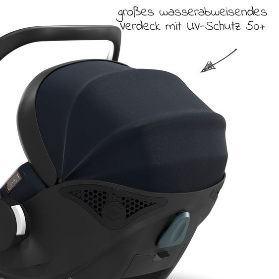 Moon Seggiolino auto Plus1 taglia 0+ dalla nascita a 15 mesi (dalla nascita a 13 kg) con riduttore e capottina - Navy