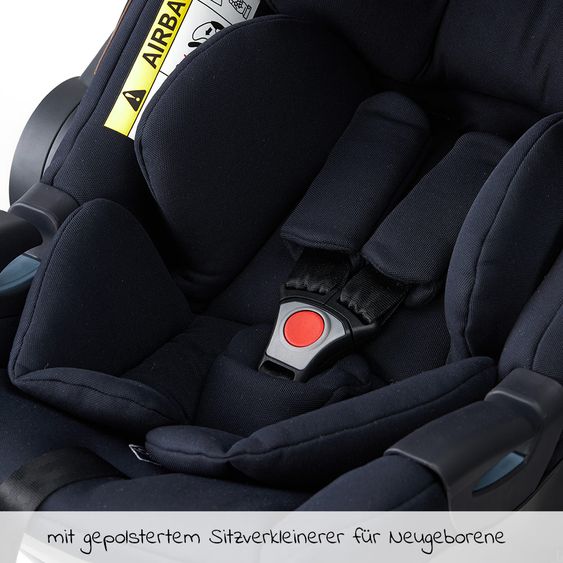 Moon Seggiolino auto Plus1 taglia 0+ dalla nascita a 15 mesi (dalla nascita a 13 kg) con riduttore e capottina - Navy
