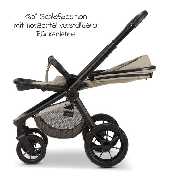 Moon Buggy & Sportwagen Premium Sport bis 22 kg belastbar - umsetzbare Sitzeinheit, 180° Liegeposition & Teleskopschieber - Mud Melange