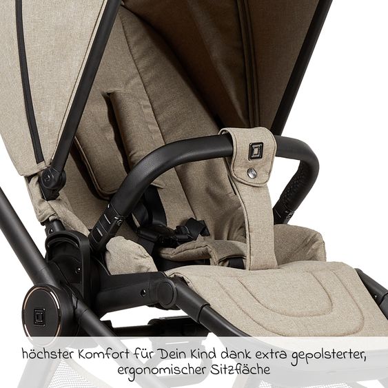 Moon Buggy & Sportwagen Premium Sport bis 22 kg belastbar - umsetzbare Sitzeinheit, 180° Liegeposition & Teleskopschieber - Mud Melange