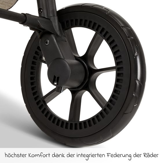 Moon Buggy & Sportwagen Premium Sport bis 22 kg belastbar - umsetzbare Sitzeinheit, 180° Liegeposition & Teleskopschieber - Mud Melange