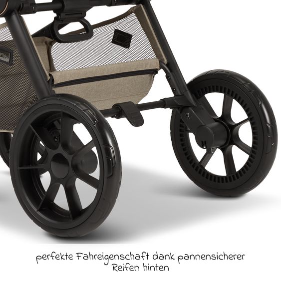 Moon Buggy & Sportwagen Premium Sport bis 22 kg belastbar - umsetzbare Sitzeinheit, 180° Liegeposition & Teleskopschieber - Mud Melange