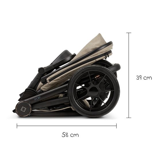 Moon Buggy & Sportwagen Premium Sport bis 22 kg belastbar - umsetzbare Sitzeinheit, 180° Liegeposition & Teleskopschieber - Mud Melange