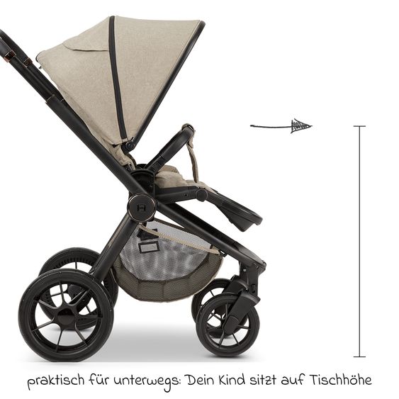 Moon Buggy & Sportwagen Premium Sport bis 22 kg belastbar - umsetzbare Sitzeinheit, 180° Liegeposition & Teleskopschieber - Mud Melange