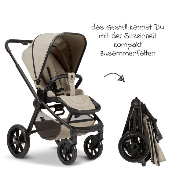 Moon Buggy & Sportwagen Premium Sport bis 22 kg belastbar - umsetzbare Sitzeinheit, 180° Liegeposition & Teleskopschieber - Mud Melange