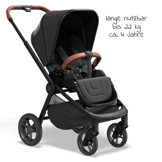 Moon Buggy & stroller Resea Sport with height-adjustable slide, convertible sport seat - up to 22 kg - Black Melange