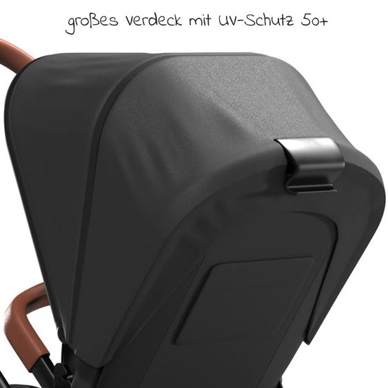 Moon Buggy & stroller Resea Sport with height-adjustable slide, convertible sport seat - up to 22 kg - Black Melange