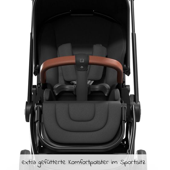 Moon Buggy & stroller Resea Sport with height-adjustable slide, convertible sport seat - up to 22 kg - Black Melange