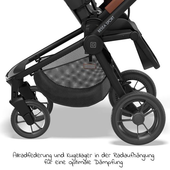 Moon Buggy & stroller Resea Sport with height-adjustable slide, convertible sport seat - up to 22 kg - Black Melange