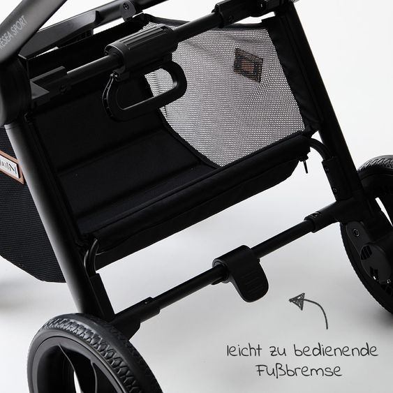 Moon Buggy & stroller Resea Sport with height-adjustable slide, convertible sport seat - up to 22 kg - Black Melange
