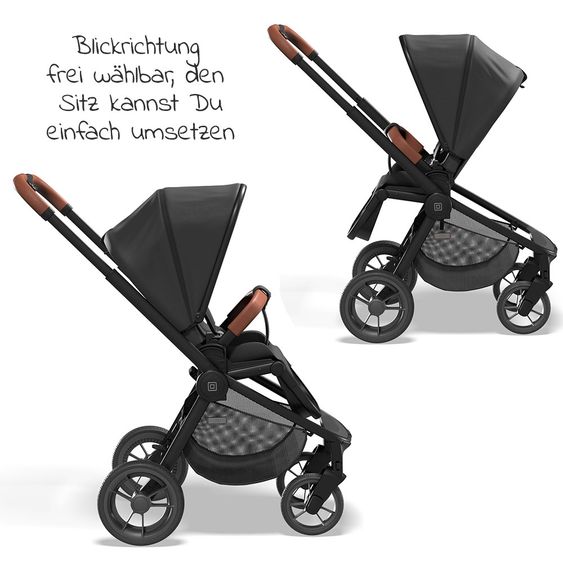 Moon Buggy & stroller Resea Sport with height-adjustable slide, convertible sport seat - up to 22 kg - Black Melange