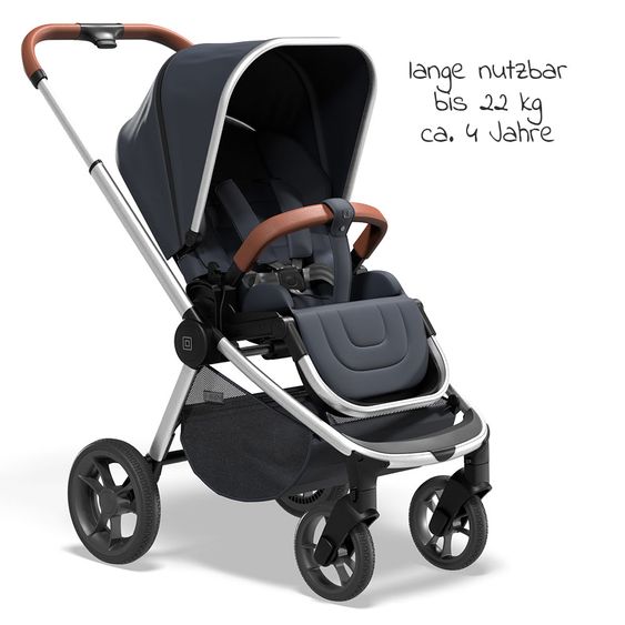 Moon Passeggino Resea Sport con maniglione regolabile in altezza, sedile sportivo convertibile - fino a 22 kg - Navy Melange
