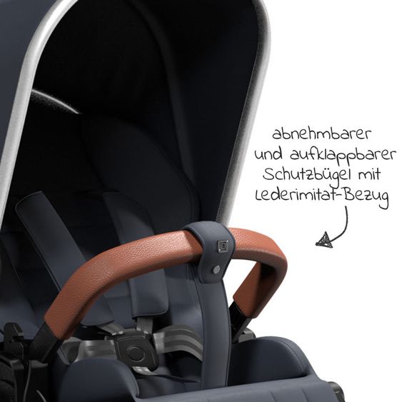 Moon Passeggino Resea Sport con maniglione regolabile in altezza, sedile sportivo convertibile - fino a 22 kg - Navy Melange