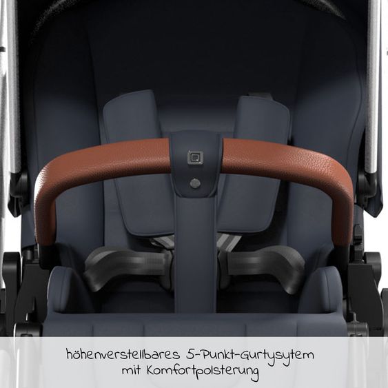 Moon Passeggino Resea Sport con maniglione regolabile in altezza, sedile sportivo convertibile - fino a 22 kg - Navy Melange