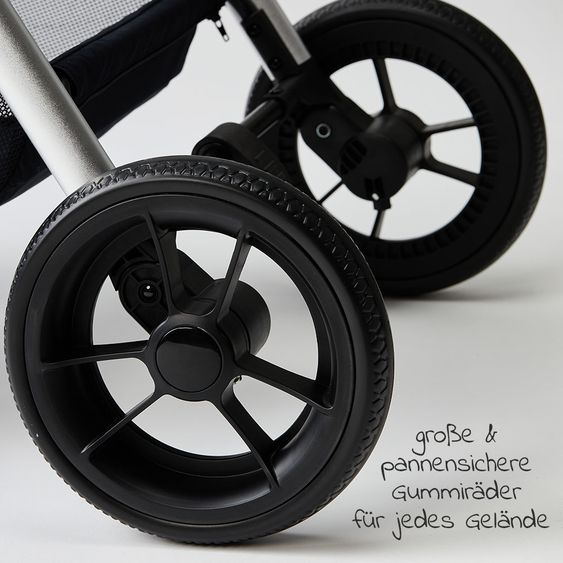 Moon Passeggino Resea Sport con maniglione regolabile in altezza, sedile sportivo convertibile - fino a 22 kg - Navy Melange