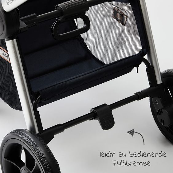 Moon Passeggino Resea Sport con maniglione regolabile in altezza, sedile sportivo convertibile - fino a 22 kg - Navy Melange