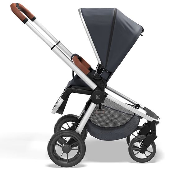 Moon Passeggino Resea Sport con maniglione regolabile in altezza, sedile sportivo convertibile - fino a 22 kg - Navy Melange