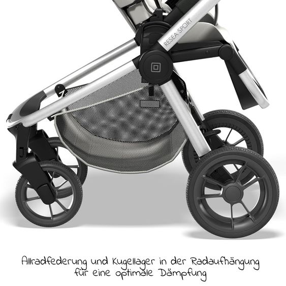 Moon Passeggino e carrozzina Resea Sport con maniglione regolabile in altezza, seggiolino sportivo convertibile - fino a 22 kg - Shadow Melange