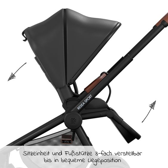 Moon Buggy & Sportwagen Resea Sport mit Umsetzer &Teleskopschieber - bis 22 kg - Black Black