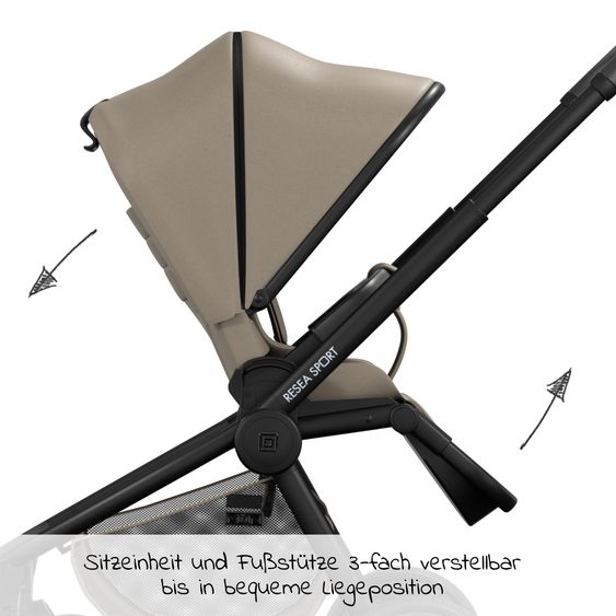 Moon Buggy & Sportwagen Resea Sport mit Umsetzer &Teleskopschieber - bis 22 kg - Mud Black