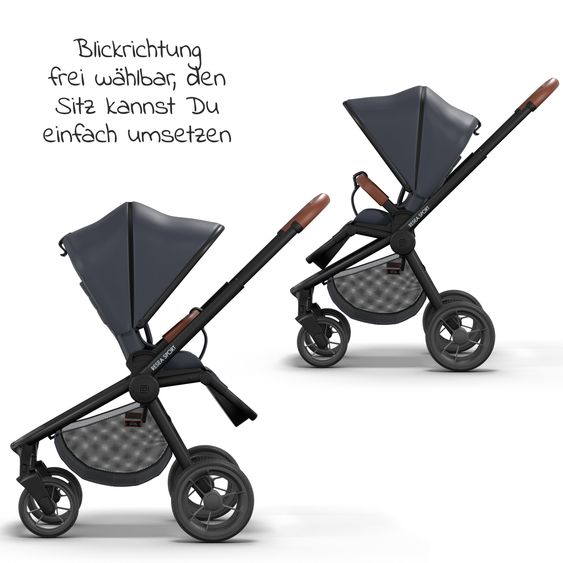 Moon Buggy & Sportwagen Resea Sport mit Umsetzer &Teleskopschieber - bis 22 kg - Navy Black