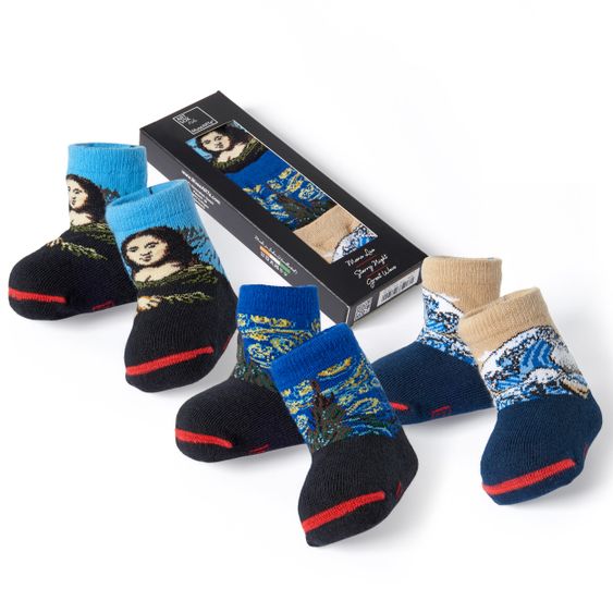 MuseARTa Socken 3er Pack - Da Vinci / Van Gogh / Hokusai - Gr. 11-14