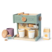 12-tlg. Kaffeemaschine Coffea mit Kaffee-Pads, Becher, Teebeutel, Milchpackung, & Keksdose mit Keks - Salbei / Natur