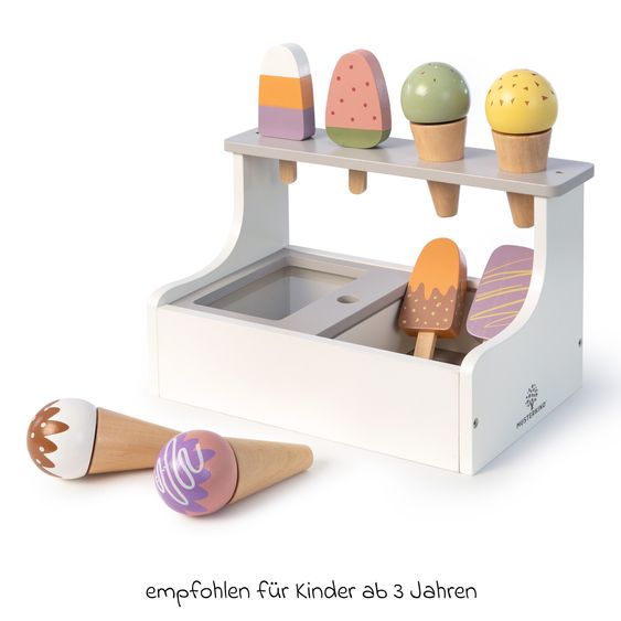 MUSTERKIND 13-tlg. Eisdiele Cocos mit 4 Eis, 4 Waffel-Hörnchen & 4 Eiskugeln - Weiß / Mehrfarbig
