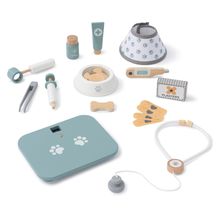 19-tlg. Tierarzt Zubehör Set Mentha mit Stethoskop, Waage, Thermometer, Spritze, Pflaster & Leckerlie - Weiß / Natur / Salbei