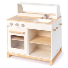 2-in-1 Play Kitchen & Shop Prunus with Stove, Oven, Sink & Sales Counter - White Natural