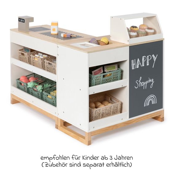 MUSTERKIND 2-pc. Supermarket Play Shop Bollea with Ice Compartment, Cake Display & Cash Register Belt - White Natural