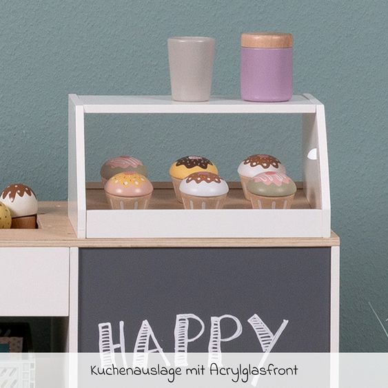 MUSTERKIND 2-pc. Supermarket Play Shop Bollea with Ice Compartment, Cake Display & Cash Register Belt - White Natural