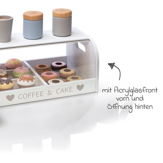 MUSTERKIND 29-tlg. Coffee & Cake Box Vanilla mit 6 Donuts, 6 Muffins, 9 Kekse, 3 Keksdosen & 3 Kaffeebecher - Weiß / Mehrfarbig