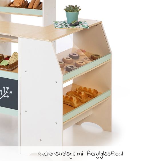 MUSTERKIND 4-pc. Play Shop and Play Kitchen Avena with Oven, Sink, Kitchen Counter & Boards - White Natural Mint