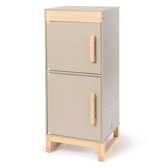 MUSTERKIND Kühlschrank Ficus mit Gefrier- und Kühlfach - Warmgrau / Natur
