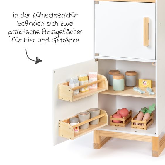 MUSTERKIND Kühlschrank Ficus mit Gefrier- und Kühlfach - Weiß /  Natur