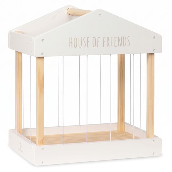 MUSTERKIND Plüschtier-Box House of Friends mit elastischen Bänder & Tragegriff - Weiß / Natur